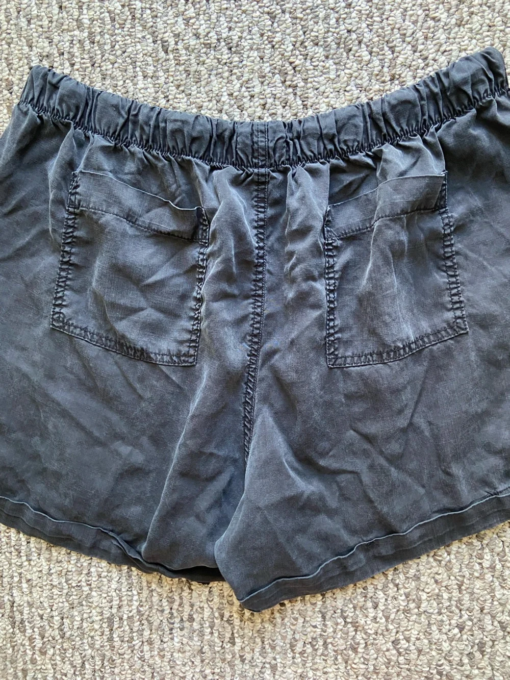 Workshop Republic Tencel Drawstring Shorts With Pockets Black Cuffed